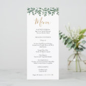 Elegant Eucalyptus Greenery Wedding Menükarte (Stehend Vorderseite)