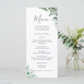 Elegant Eucalyptus Greenery Wedding Menükarte (Stehend Vorderseite)