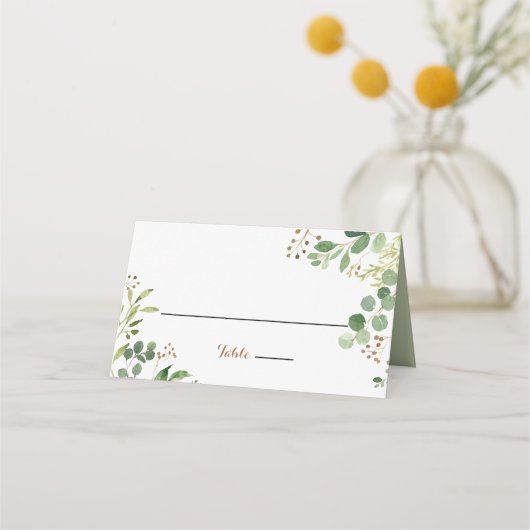 Elegant Eucalyptus Greenery Wedding Platzkarte (Vorderseite)