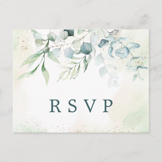 Elegant Eucalyptus Greenery Wedding RSVP Einladungspostkarte (Vorderseite)