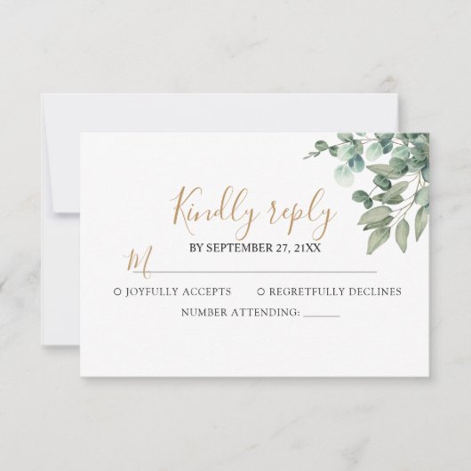 Elegant  Eucalyptus Greenery Wedding  RSVP Karte (Vorderseite)