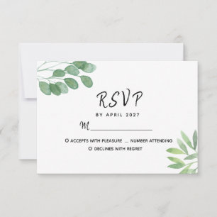 Elegant Eucalyptus Greenery Wedding RSVP Karte
