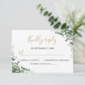 Elegant Eucalyptus Greenery Wedding RSVP Karte (Stehend Vorderseite)