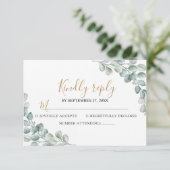 Elegant  Eucalyptus Greenery Wedding  RSVP Karte (Stehend Vorderseite)
