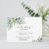 Elegant Eucalyptus Greenery Wedding RSVP Karte (Stehend Vorderseite)