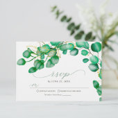 Elegant Eucalyptus Greenery Wedding RSVP Karte (Stehend Vorderseite)