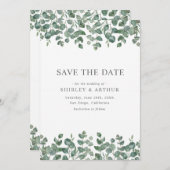 Elegant Eucalyptus Greenery Wedding Save The Date (Vorne/Hinten)