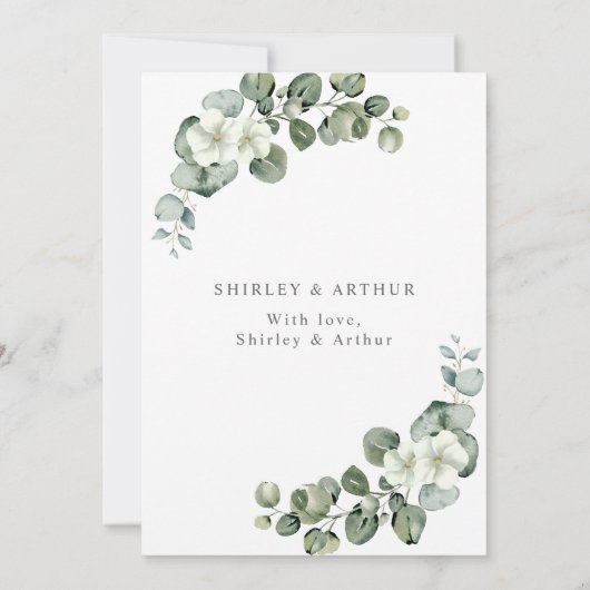 Elegant  Eucalyptus Greenery Wedding Save The Date (Rückseite)