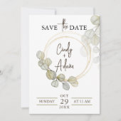 Elegant Eucalyptus Greenery Wedding Save The Date (Vorderseite)