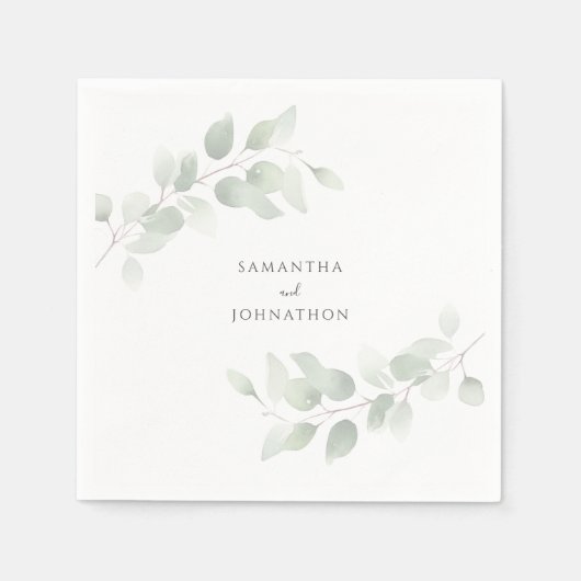 Elegant Eucalyptus Greenery Wedding Serviette (Vorderseite)