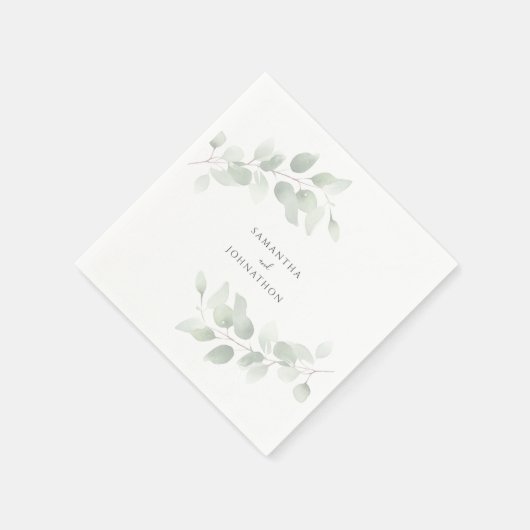 Elegant Eucalyptus Greenery Wedding Serviette (Ecke)