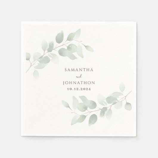 Elegant Eucalyptus Greenery Wedding Serviette (Vorderseite)