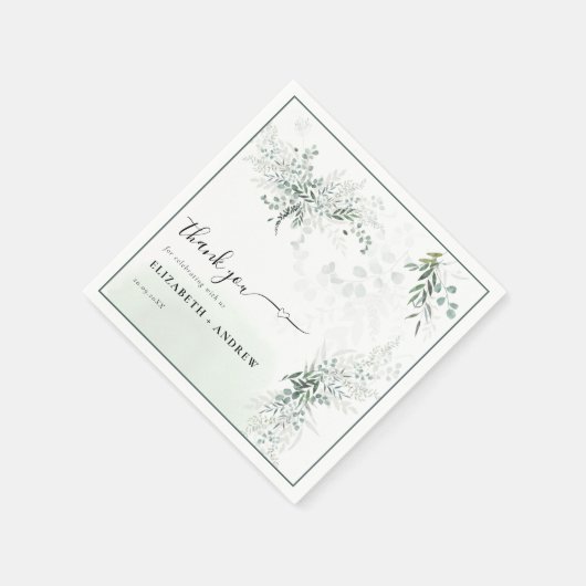 Elegant Eucalyptus Greenery Wedding Serviette (Ecke)