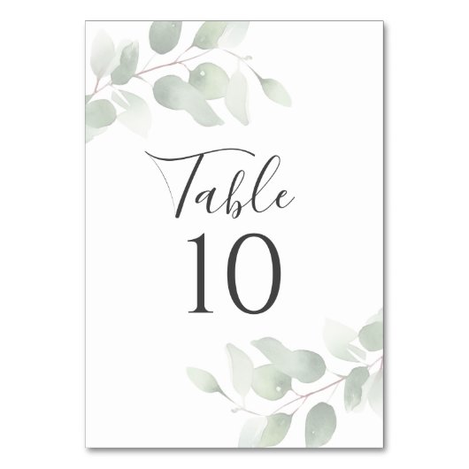 Elegant Eucalyptus Greenery Wedding Tischnummer (Rückseite)