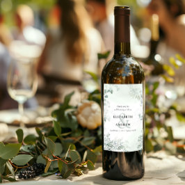 Elegant Eucalyptus Greenery Wedding Weinetikett