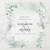 Elegant Eucalyptus Greenery Wedding Weinetikett (Einzelnes Label)