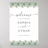 Elegant Eucalyptus Greenery Wedding Welcome sign Poster (Vorne)