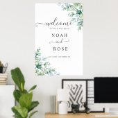 Elegant Eucalyptus Greenery Wedding Welcome Sign Poster (Heimbüro)