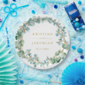 Elegant Eucalyptus Greenery Wreath Gold Wedding Pappteller (Party)