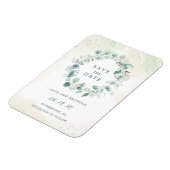 Elegant Eucalyptus Greenery Wreath Save the Date Magnet (Linke Seite)