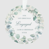 Elegant Eucalyptus Greenery Wreath Verlobtes Foto Ornament (Vorderseite)
