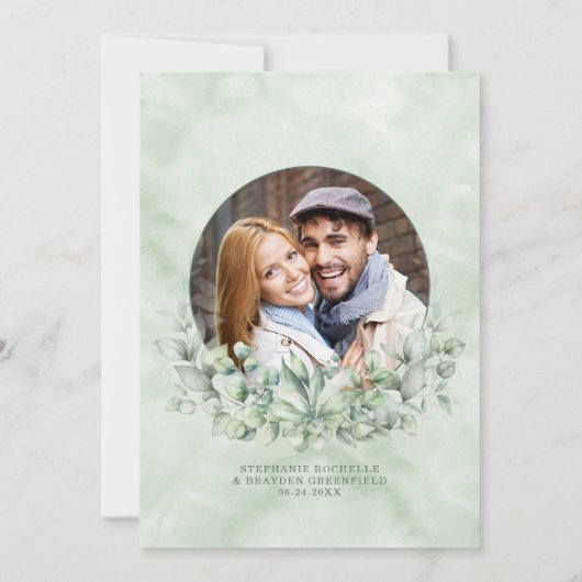 Elegant Eucalyptus Greenery Wreath Wedding Einladung (Rückseite)