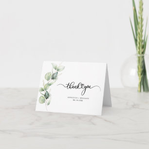 Elegant Eucalyptus Hand Lettered Wedding Dankeskarte