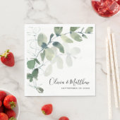 Elegant Eucalyptus Hand Lettering Wedding Serviette (Beispiel)
