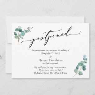 Elegant Eucalyptus Hinausgezögerte Hochzeitsankünd Einladung