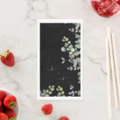 Elegant Eucalyptus Initials Black Serviette (Beispiel)