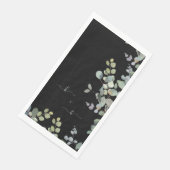 Elegant Eucalyptus Initials Black Serviette (Ecke)