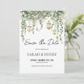 Elegant Eucalyptus Lantern Save the Date   Einladung (Stehend Vorderseite)