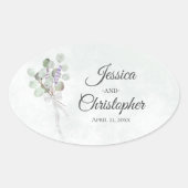 Elegant Eucalyptus & Lavender Bouquet Wedding Ovaler Aufkleber (Vorderseite)