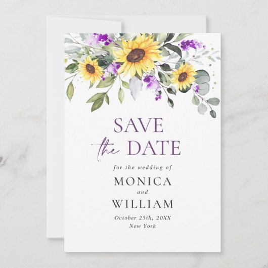 Elegant Eucalyptus Lavender Wedding Save The Date (Vorderseite)