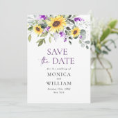 Elegant Eucalyptus Lavender Wedding Save The Date (Stehend Vorderseite)