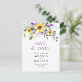 Elegant Eucalyptus Lavender Wedding Save the Date Postkarte (Stehend Vorderseite)