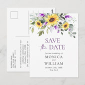 Elegant Eucalyptus Lavender Wedding Save the Date Postkarte (Vorne/Hinten)