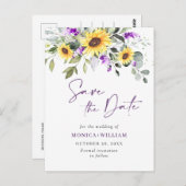 Elegant Eucalyptus Lavender Wedding Save the Date Postkarte (Vorne/Hinten)
