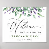 Elegant Eucalyptus Lavender Wedding Welcome Poster (Vorne)