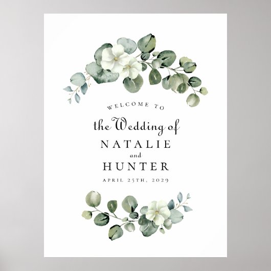 Elegant Eucalyptus Leaf Arch Greeneria Wedding Sig Poster (Vorne)