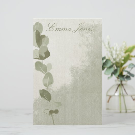 Elegant Eucalyptus Leaf Briefpapier (Stehend Vorderseite)