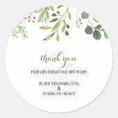 Elegant Eucalyptus Leaf Greenerenery Vielen Dank f Runder Aufkleber (Vorderseite)