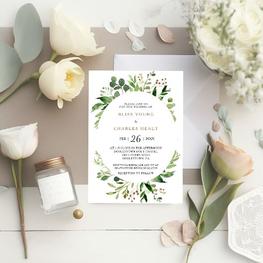 Elegant Eucalyptus Leaf Greenerity Wedding Einladung