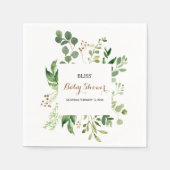 Elegant Eucalyptus Leaf Greenery Baby Shower Serviette (Vorderseite)