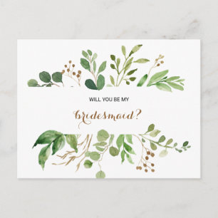 Elegant Eucalyptus Leaf Greenery Bridesmaid Einladungspostkarte