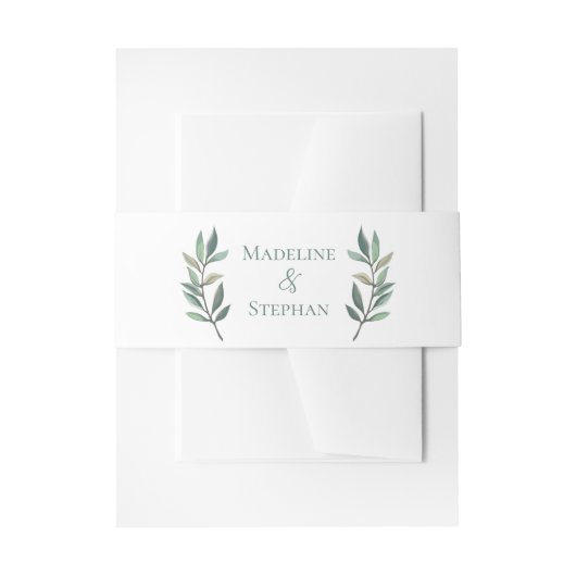 Elegant Eucalyptus Leaf Personalisiert Wedding Einladungsbanderole (Vorderseite Beispiel)