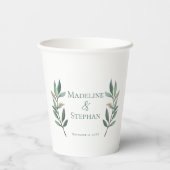 Elegant Eucalyptus Leaf Personalisiert Wedding Pappbecher (Rückseite)