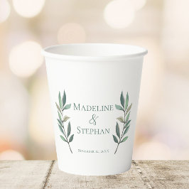 Elegant Eucalyptus Leaf Personalisiert Wedding Pappbecher