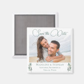Elegant Eucalyptus Leaf Save the Date Foto Magnet (Vorderseite/Rückseite)