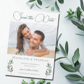Elegant Eucalyptus Leaf Save the Date Foto Magnet